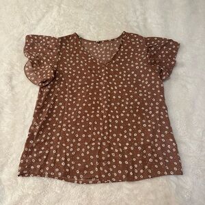 Ruffle Sleeve Floral Women's Top | Size M